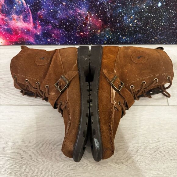 POLO Ralph Lauren Boots RANGER HI Combat Youth Sz 7 Brown Leather Moc Toe /40 EU - Picture 7 of 11
